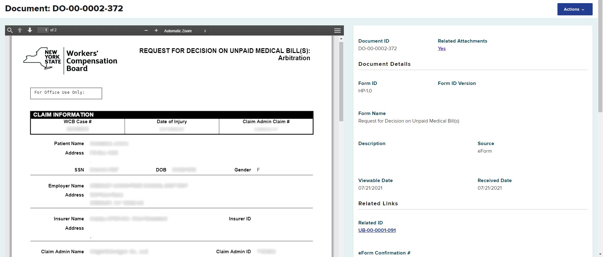 Submitted eForm