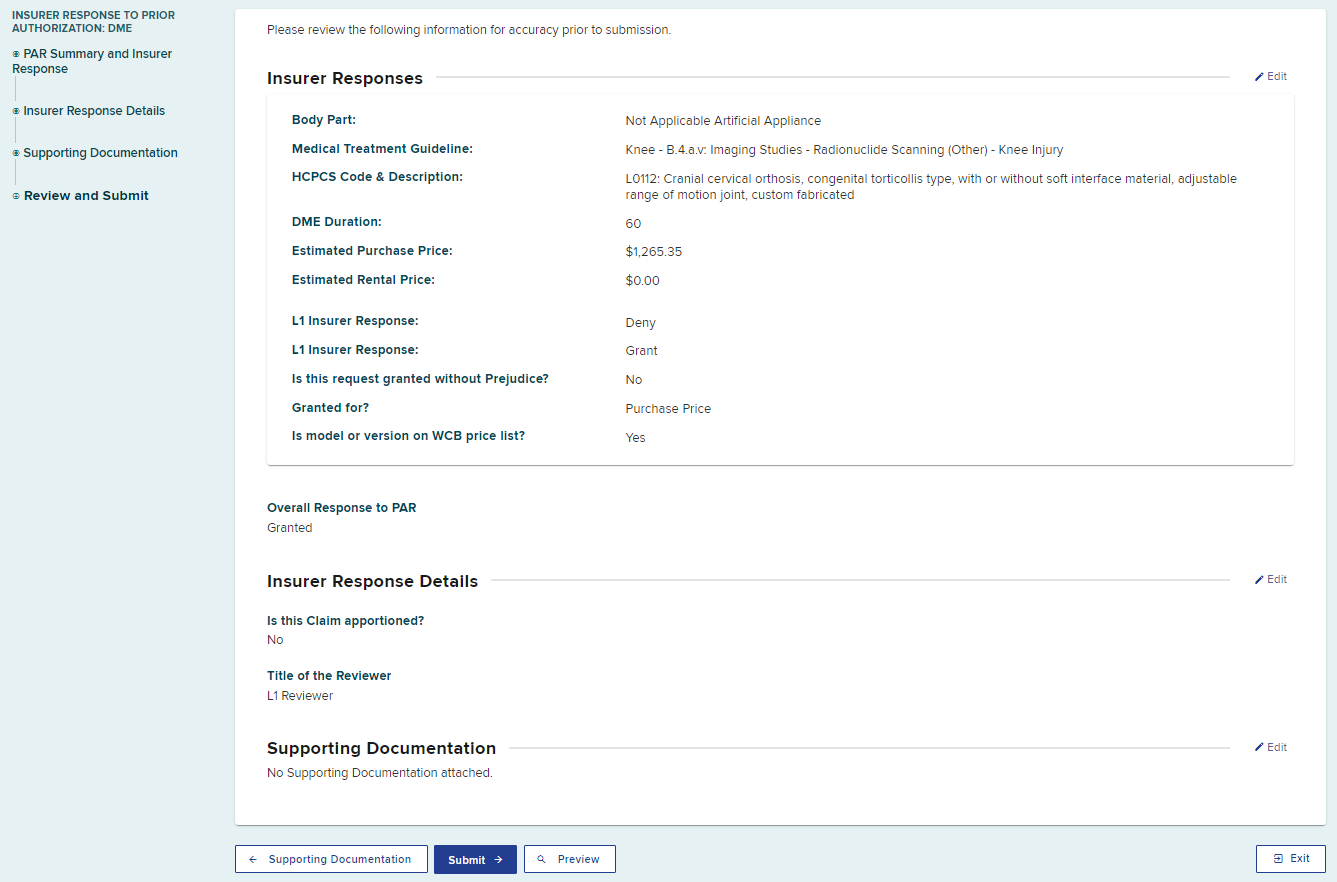 PAR Response Details