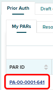 My PARs PAR ID Link