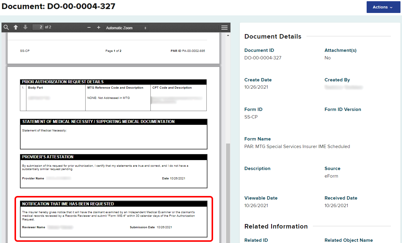 IME generated document