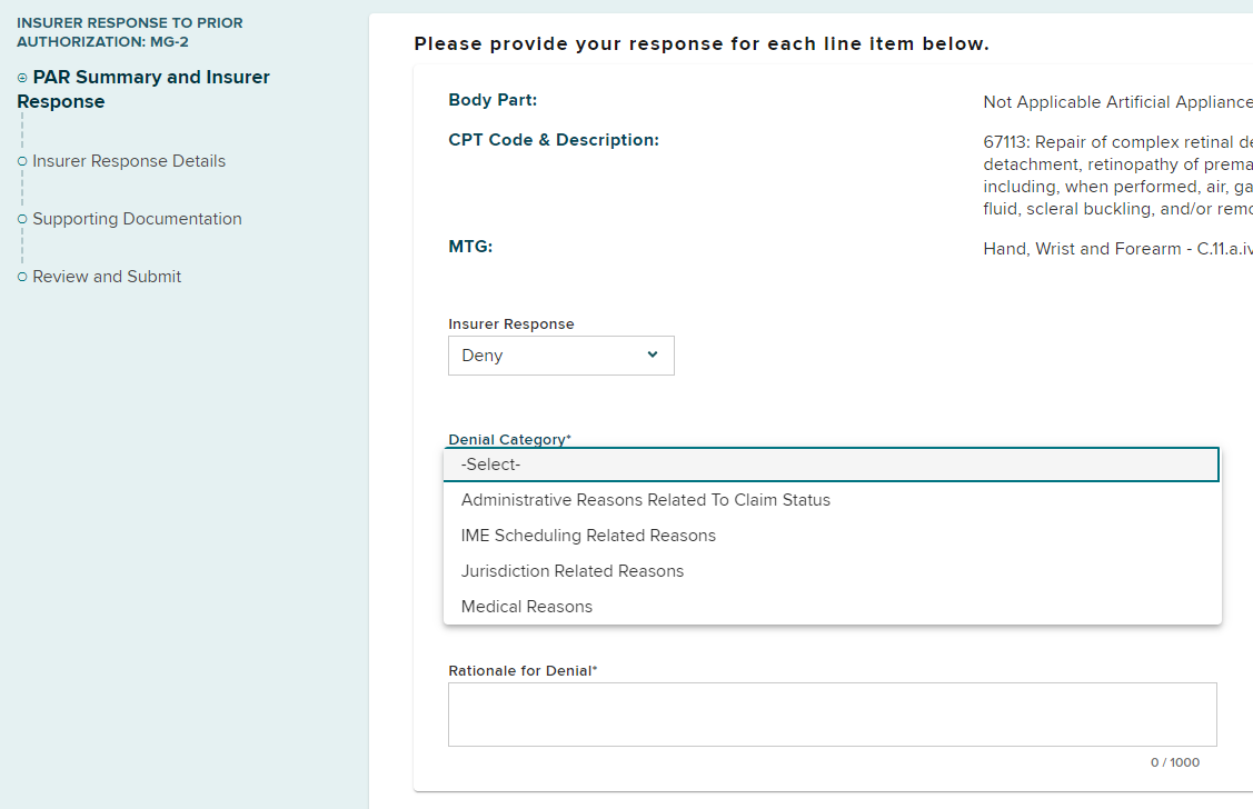 IME denial category