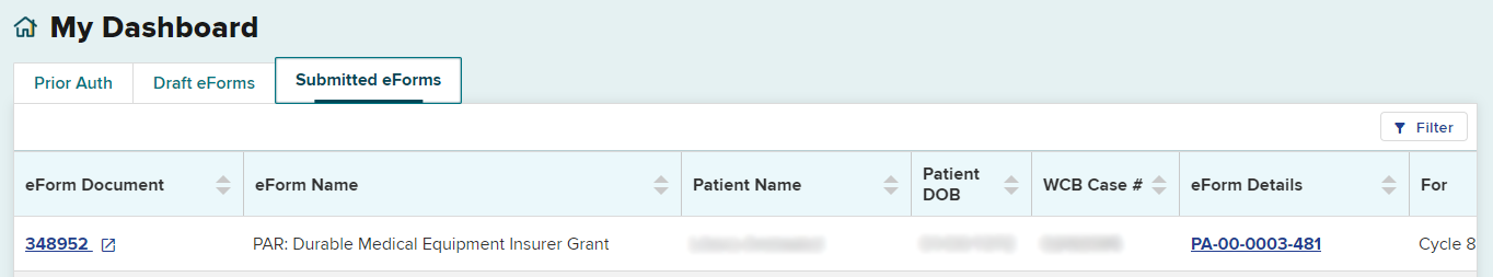 Submitted eForms