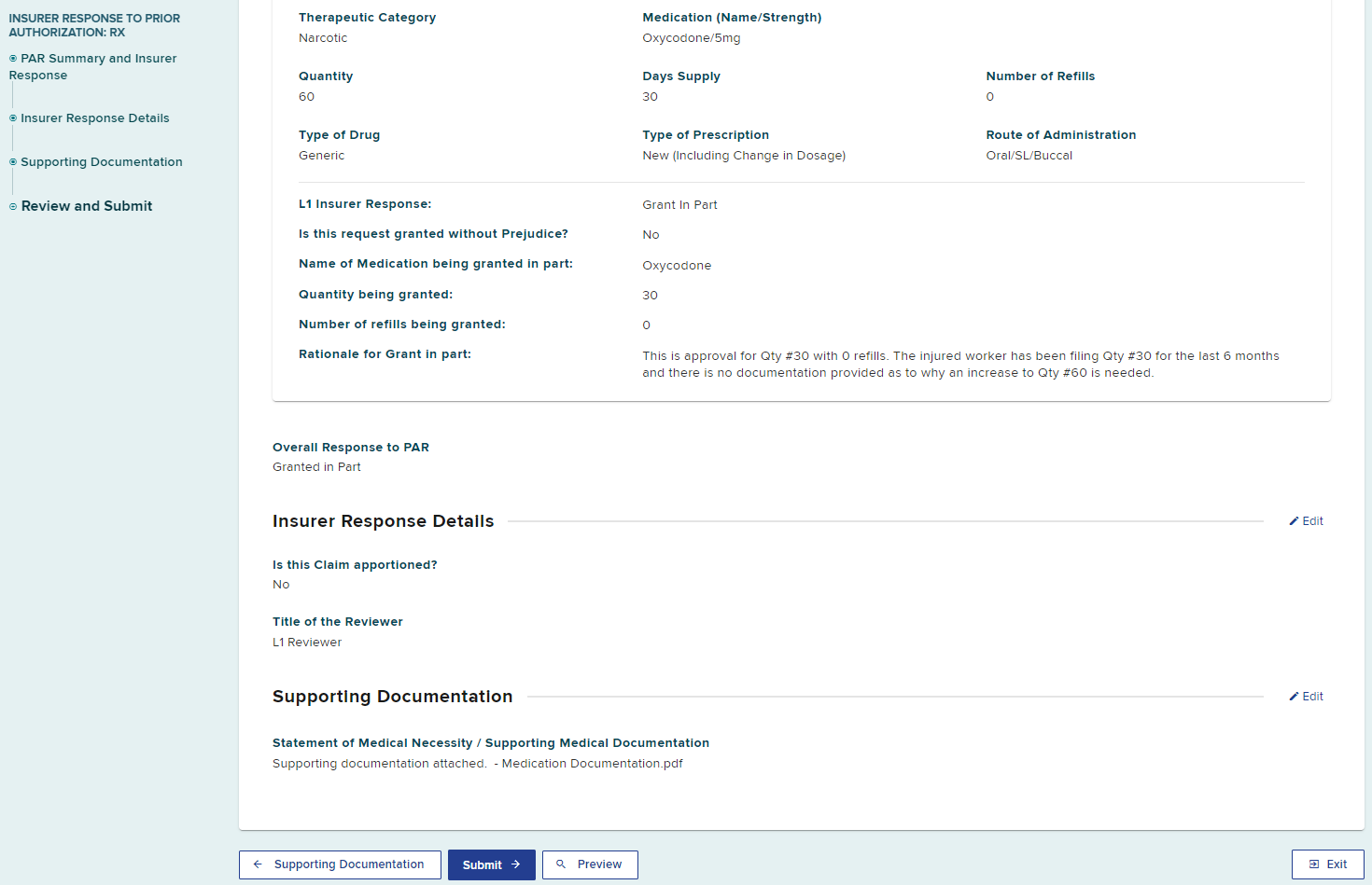 Par Response details