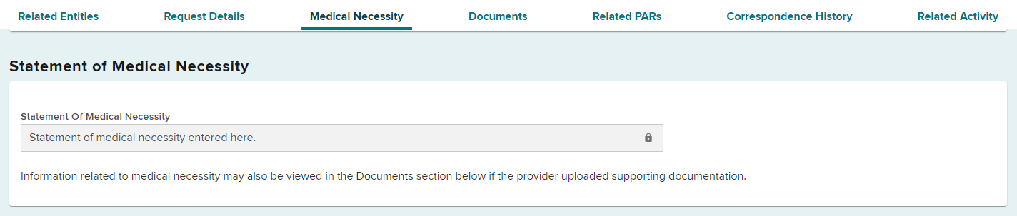 Statement of Medical Necessity text field