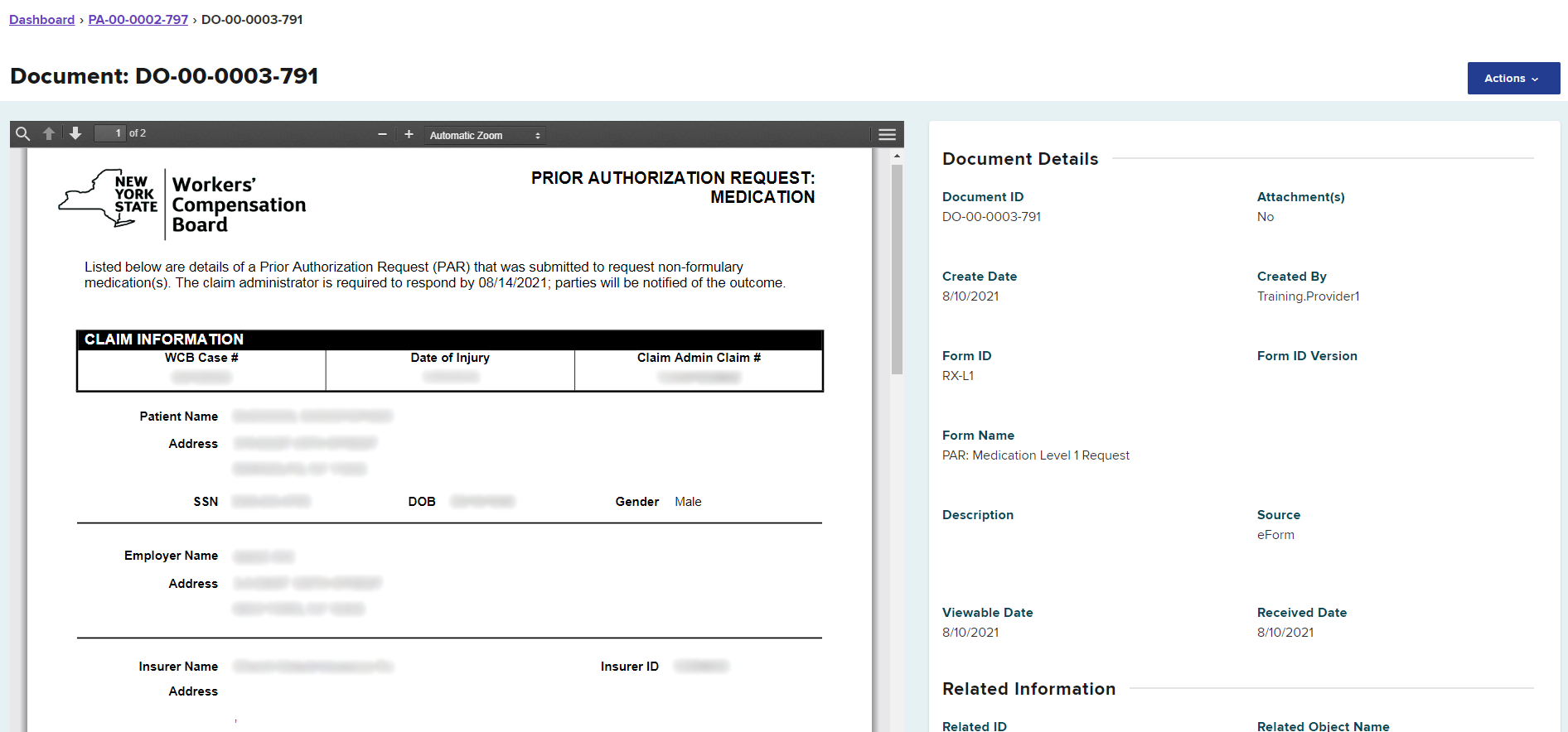 Submitted eForm Document