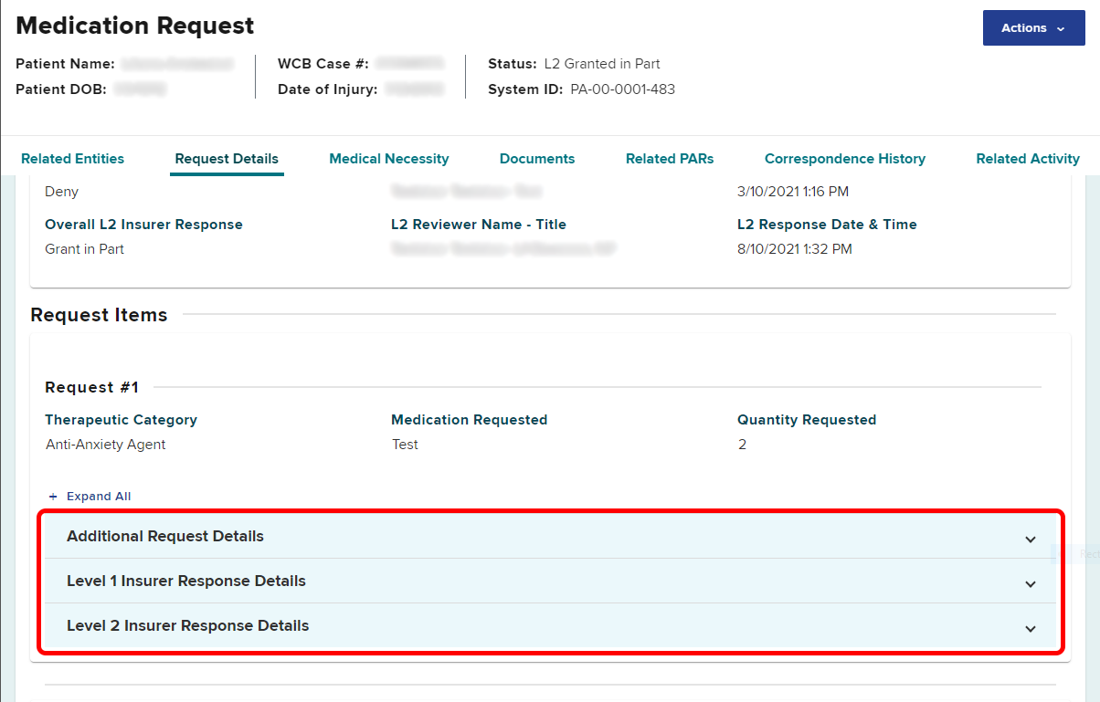 Review Insurer Response Details on PAR Details page 