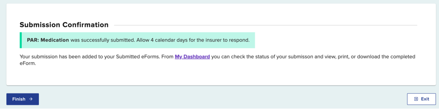 Medication Submission Confirmation